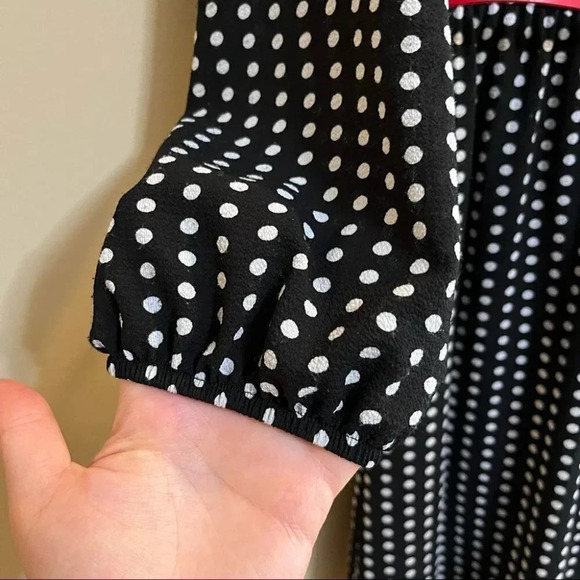 Apt.9 Women's Fit & Flare V-Neck Dress Polka Dot Scallop Trim Balloon Sleeve 8 - Picture 2 of 12